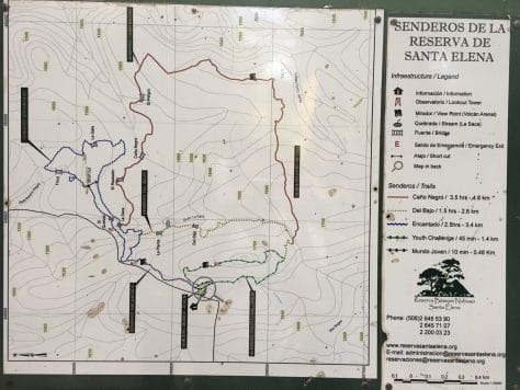 Santa Elena Cloud Forest Trail Map