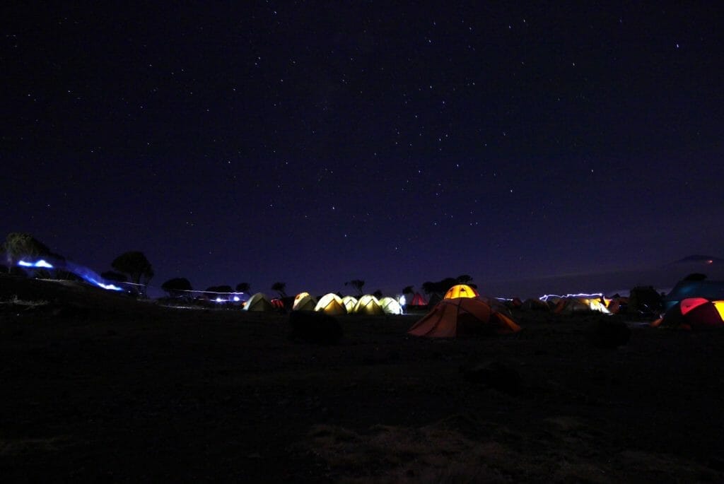 shira, plateau, night, clear, illuminated, machame