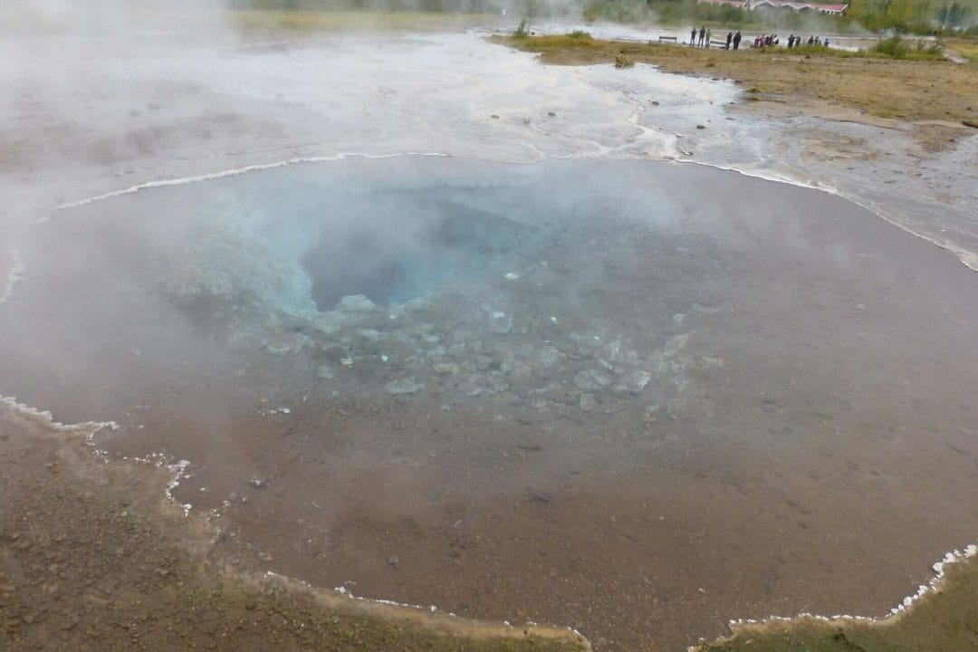 Geysir at rest, Iceland geothermal field