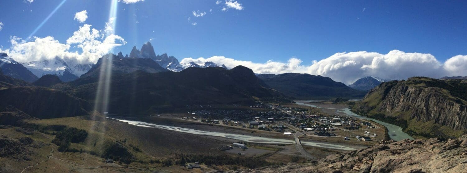 el Chalten from above, mirador condor el Chalten, cloudless mount fitzroy