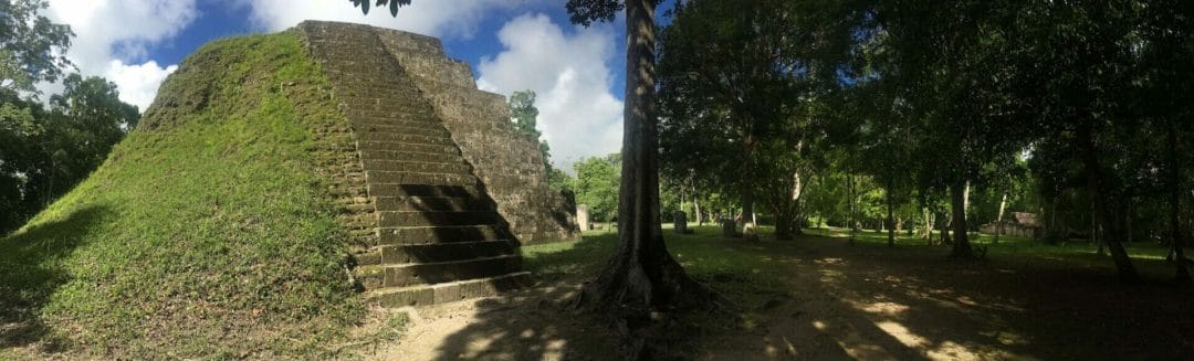 Tikal Complex Q panorama, pyramid reconstruction Tikal
