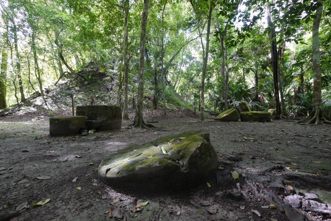 tikal complex r, unreconstructed pyramids Tikal