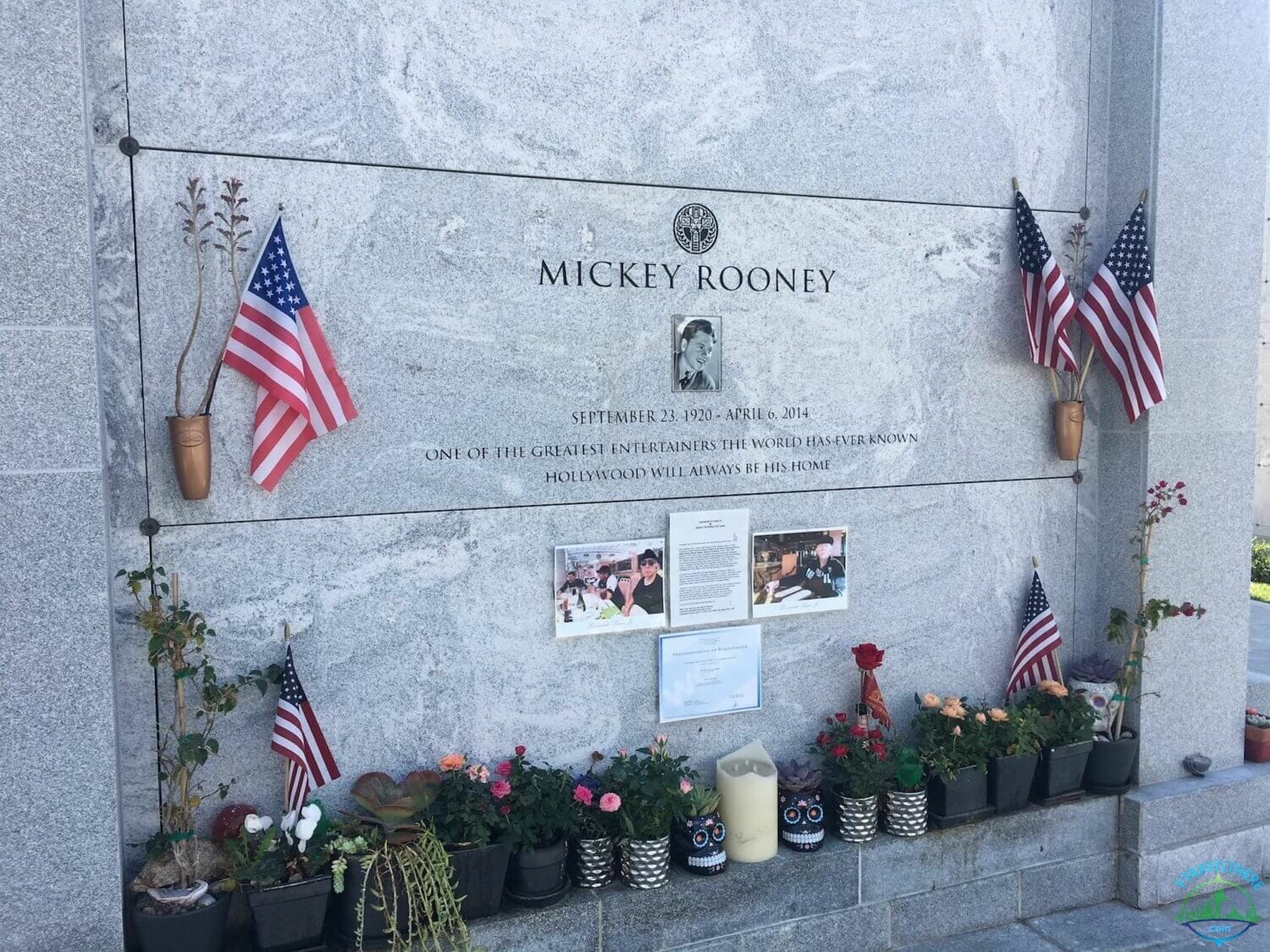 mickey Rooney final resting place, hollywood forever cemetery