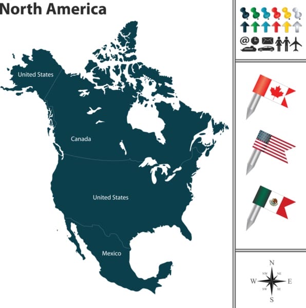 political map of north america